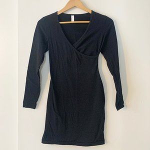 American Apparel Black Wrap Body Con Dress Size L